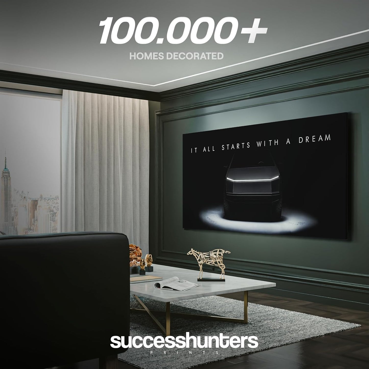 Motivational Wall Art for Office, Super Car Art Canvas, Inspirational Automotive Decor for Tesla Cybertruck Sportscar Lovers, Motivational Wall Decor for Home, Car Poster (20" x 40" in)