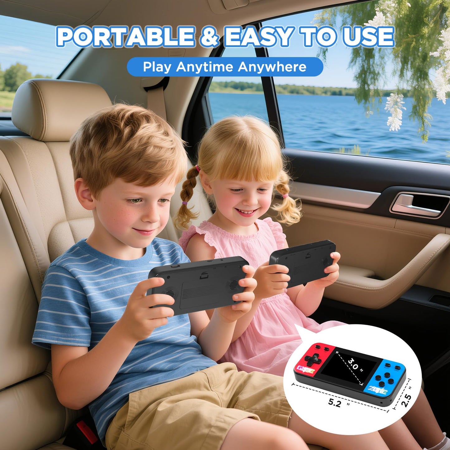 Handheld Game Console with 3.0 Inch LCD Screen, 240 Retro Classic Games, Rechargeable Battery Portable Mini Arcade - Electronic Travel Gift for Boys and Girls (Over 3-Years-Old)