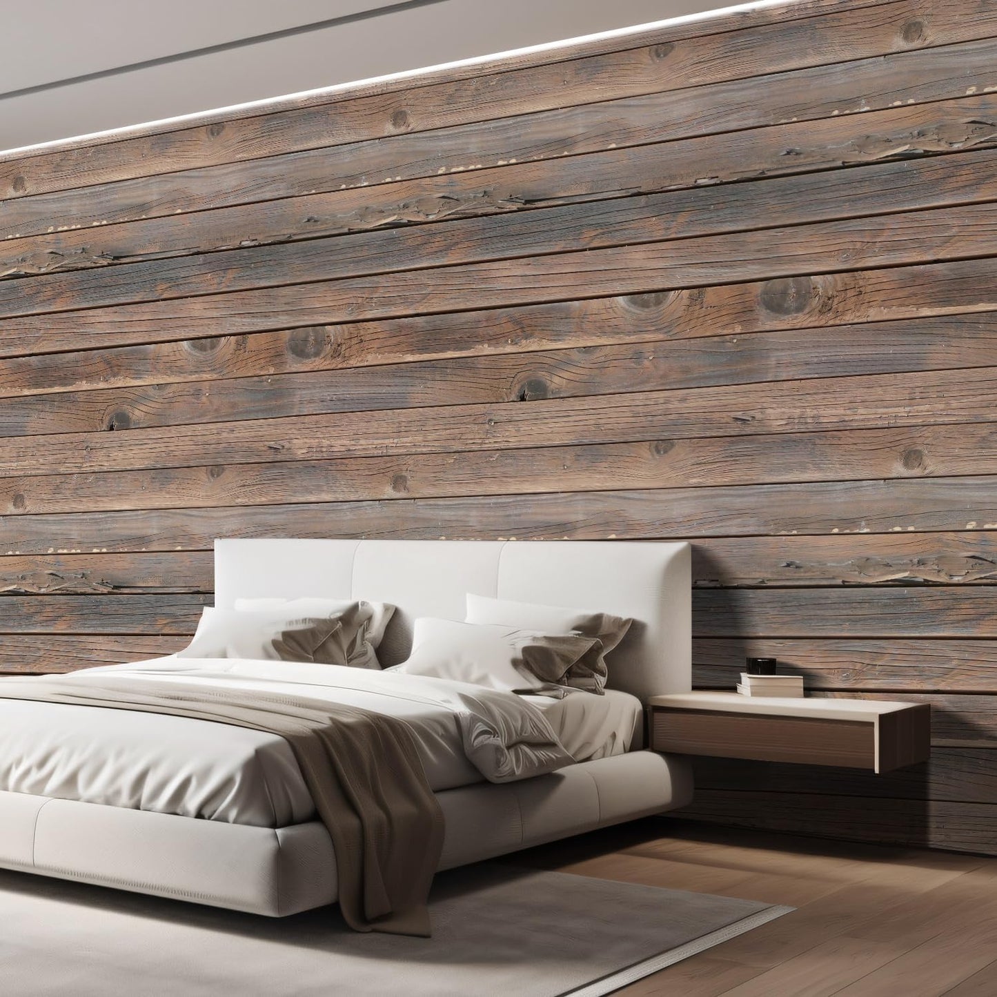 wall26 Horizontal Brown Vintage and Retro Wood Textured Paneling, Wall Mural, Removable Wallpaper, Home Decor - 132x120 inches