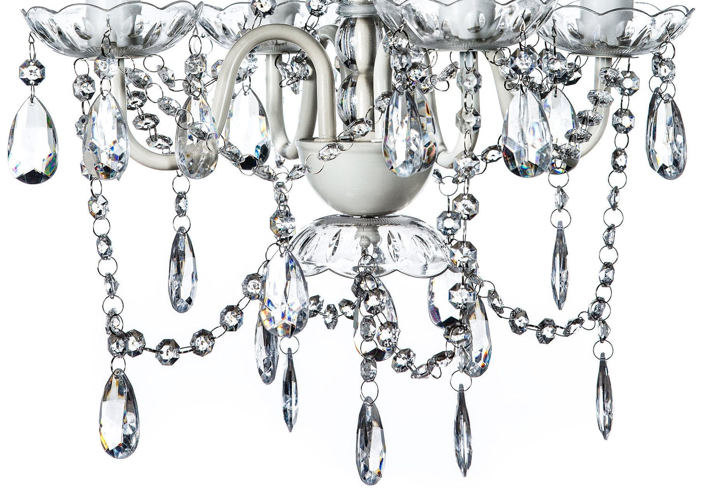 Gypsy Color 4 Light Flush Mount Chandelier, Crystal White, Acrylic Crystals, Metal Frame, H17.5”Xw15”, Model Sk-Zxkt-Gvy7