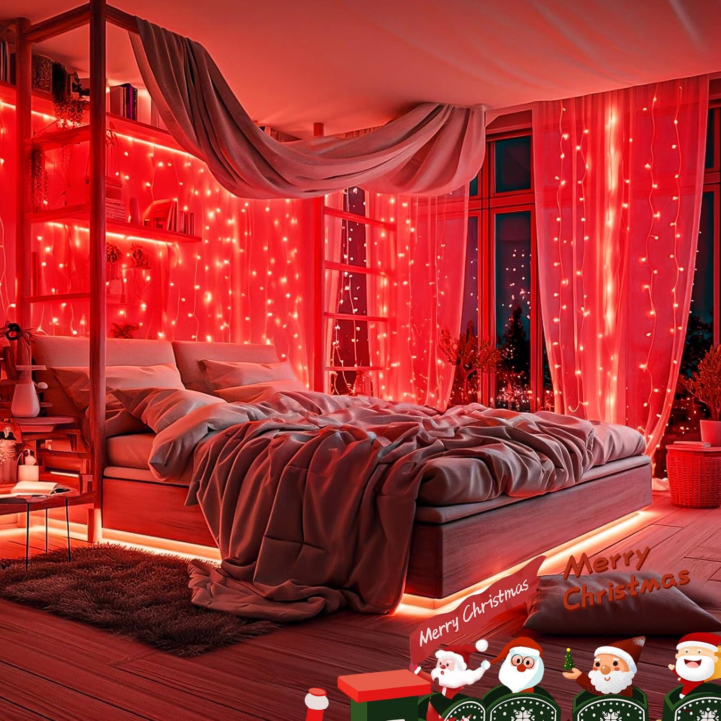 KAQ 240LED Red String Lights, Waterproof Twinkle Fairy Lights with 8 Modes & Timer, Model GP-SW290DC0209-IP44, Indoor/Outdoor Use