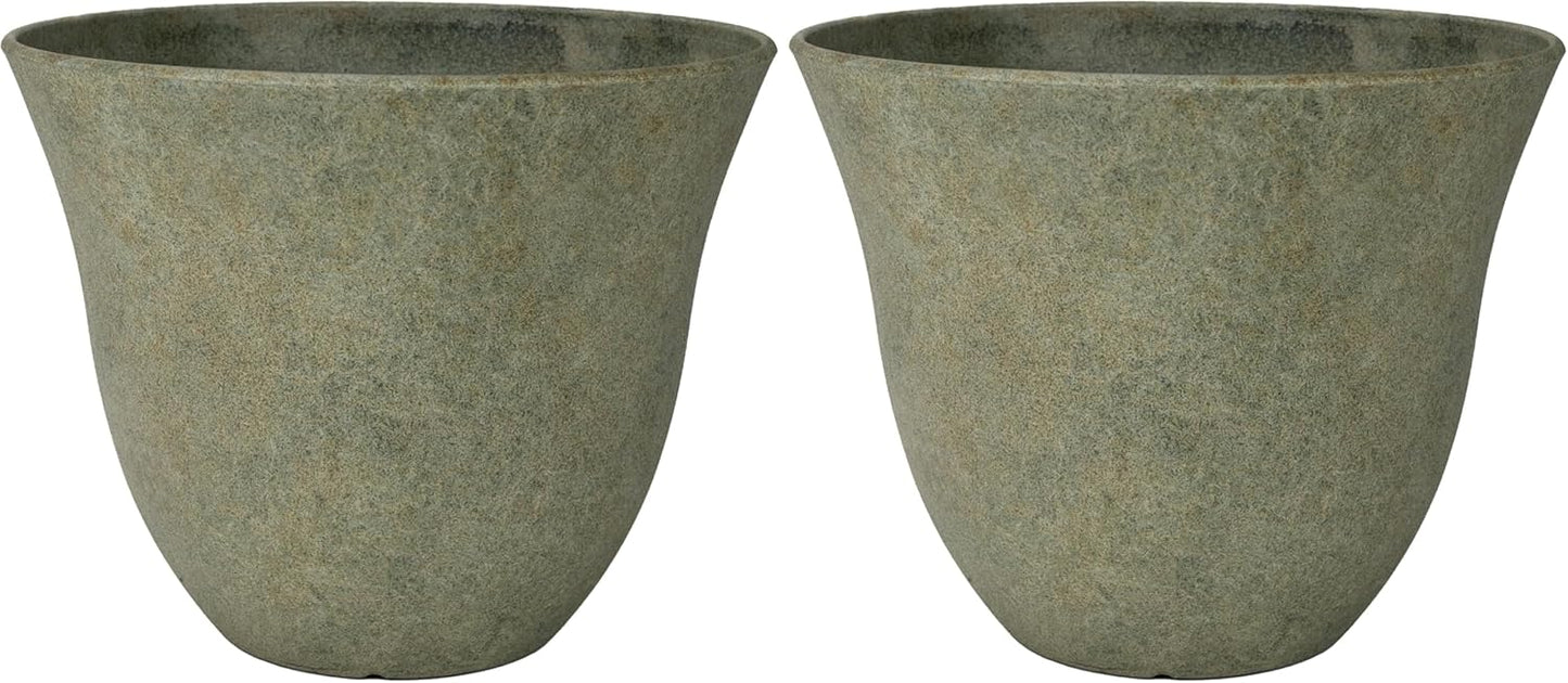 Classic Home and Garden Honeysuckle Resin Flower Pot Planter, Fossil Stone, 15" (Pack of 2)