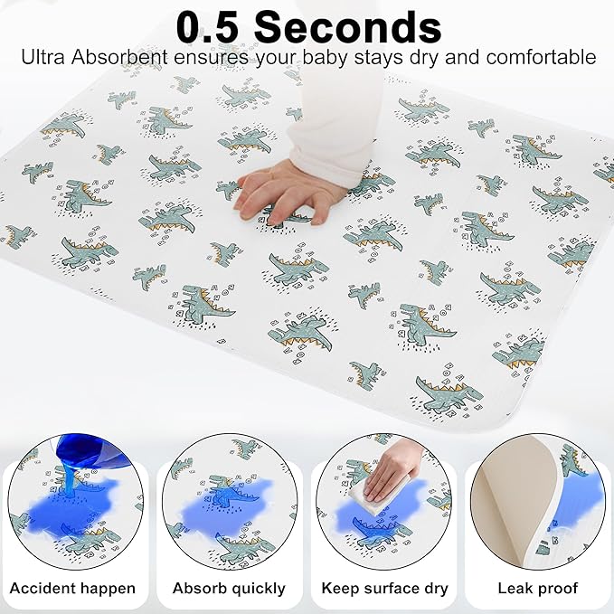 Baby Diaper Changing Pad, 19.7"x25.6" Waterproof Changing Pad Liners with 100% Muslin Cotton Front Top and Leather Back, Soft and Absorbent Portable Changing Mat for Travel, Changing Station