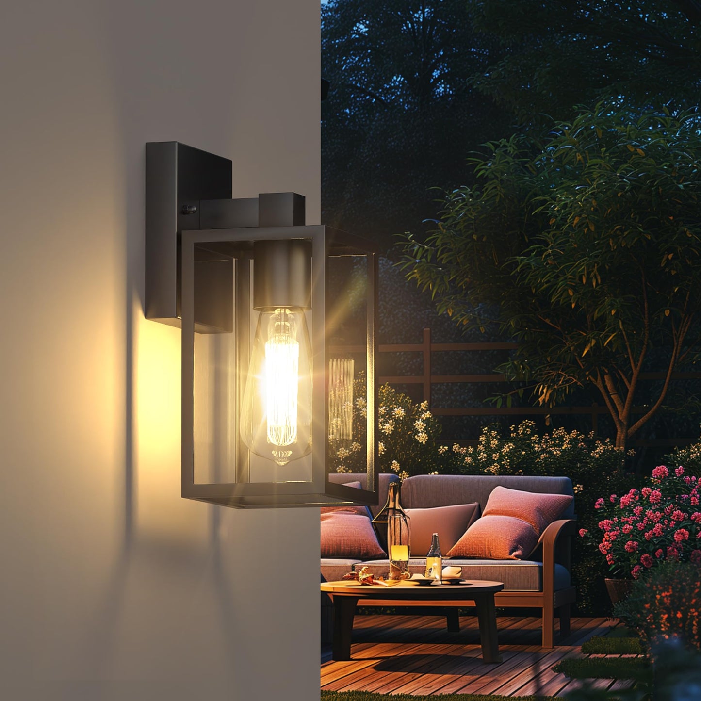 Wihtu Outdoor Sconce Lights - Waterproof Black Wall Lanterns, Metal, Model Wtwl161Ab2, 2 Pack For Garage & Doorway