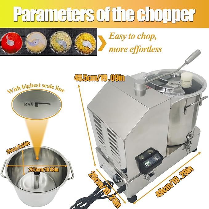 Food Processor Electric Vegetable Chopper Meat Grinder 12L Stainless Steel Vegetable Blender Meat Cutter Adjustable Speed Commercial Food Chopper 110V