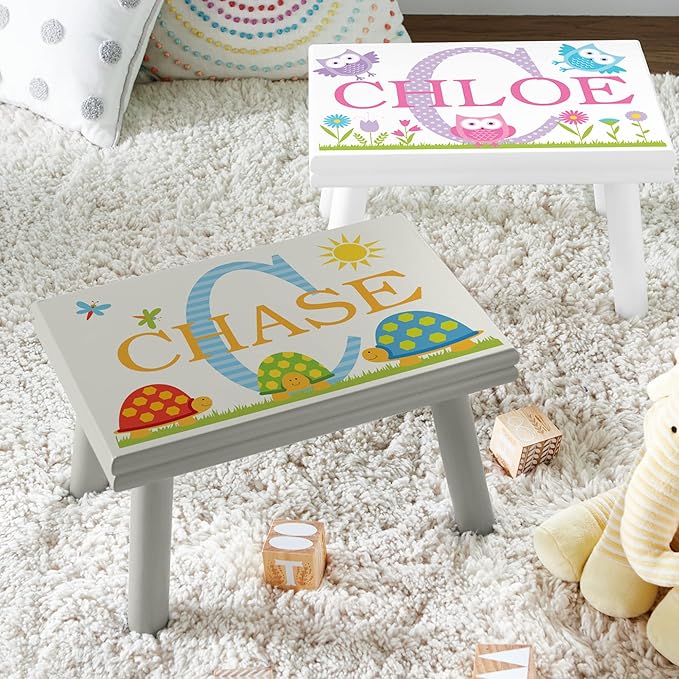 Let’s Make Memories Personalized My Own Name Step Stool - Children’s Step Stool - Sturdy Wood – Non-Toxic Paint, Sealer - Dinosaur Design - Natural - 14’Wx9.25”Lx8.75”H - Ages 3+