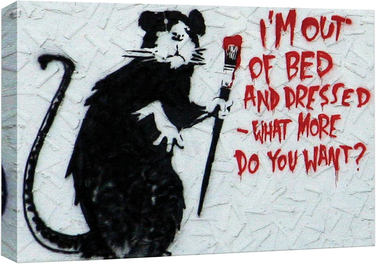 wall26 Canvas Print Wall Art Banksy Rat with Red Paintbrush Graffiti & Street Art Pop Culture Illustrations Pop Art Bohemian Multicolor Dark for Living Room, Bedroom, Office - 16"x24"