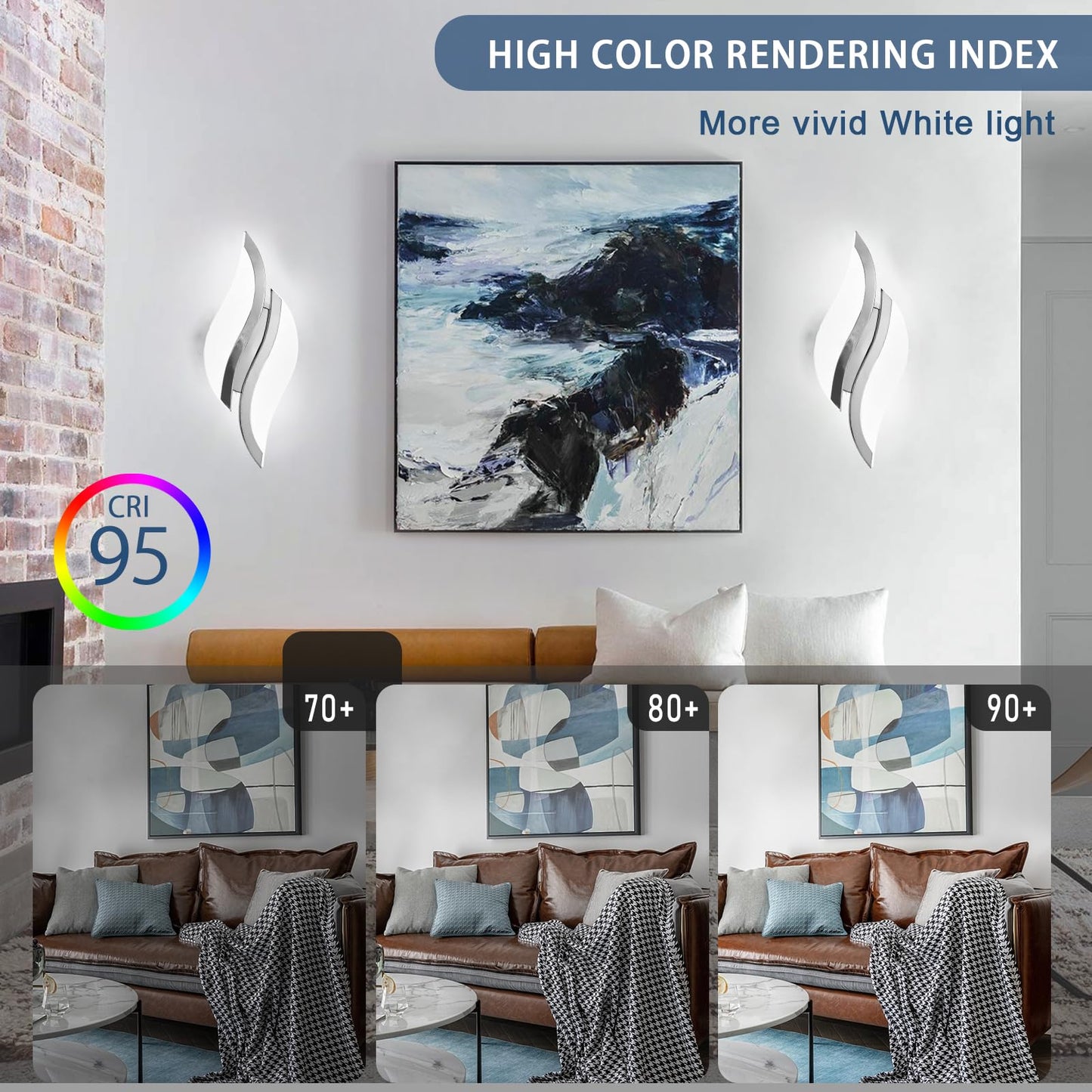 Caneoe Modern Led Wall Sconce 6000K Cold White Chrome Indoor Wall Light Fixtures Acrylic Wall Sconce Lighting For Living Room Bedroom Bedside Bathroom Hallway Stairway Wall Lamp