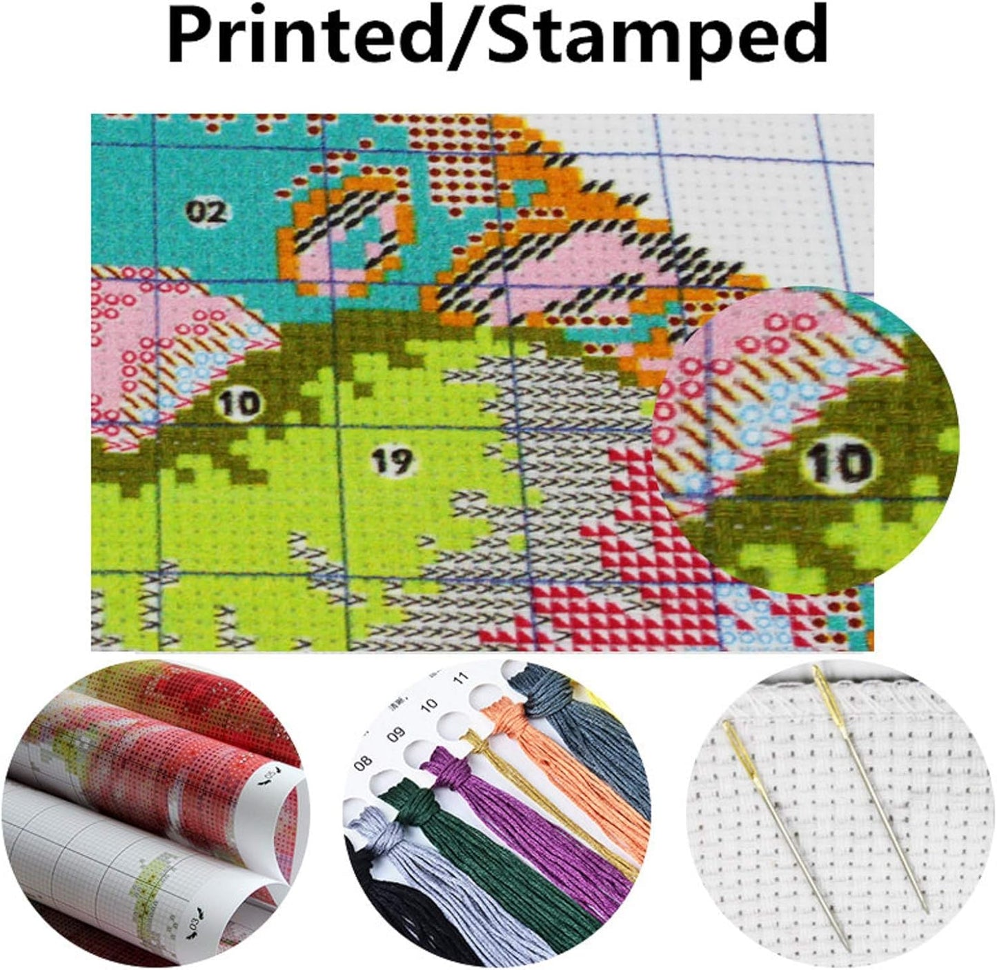 Dimensean Stamped Cross Stitch Kits Full Range of Embroidery Patterns Starter Kits for Beginners Adult or Kids DIY Cross Stitches Needlepoint Kits 11CT-Hummingbird Scenery 16x20 inch