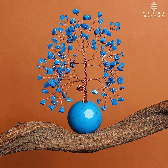 Crystal Tree of Life Home and Office Decor Gifts for Women, Turquoise Chakra Healing Stones Feng Shui Bonsai Tree for Positive Energy, Money, Good Luck, Christmas Decor, Birthday Gifts for Mom