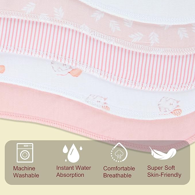 Baby Burp Cloths & Baby Bibs 2-in-1 Design Large Size 3 Layers Thicken Cotton Super Absorbent and Soft Baby Spit Up Burping Rags Baby Burp Cloth Set for Boys and Girls Solid 12 Pack