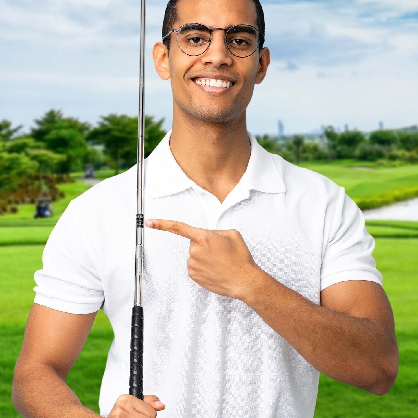 Custom Black Golf Club ID Labels, Personalized Golf Club Name Sticker,0.75x2 Inches, Set of 30, 4 Mil Vinyl Decal Stickers Weather Resistant, Made in USA by My Sign Center