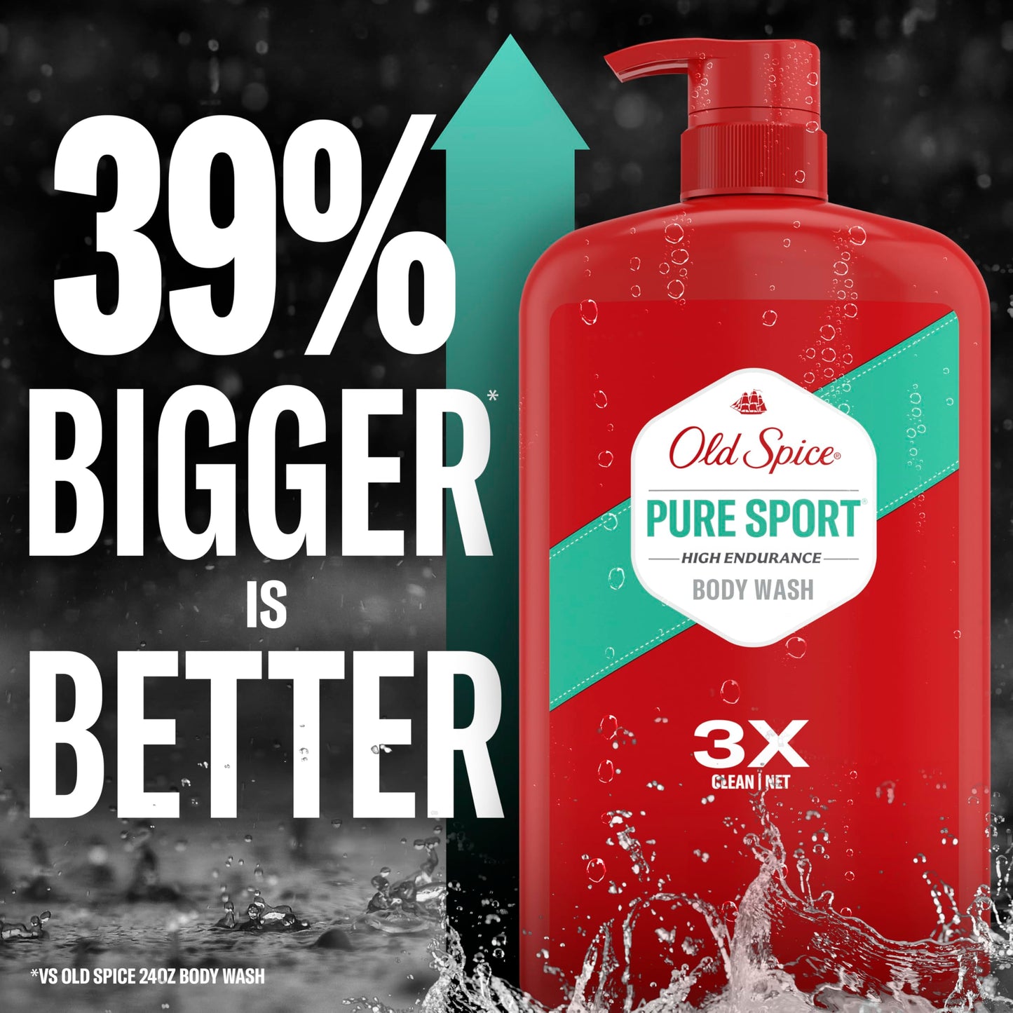 Old Spice Refreshing Body Wash for Men, High Endurance, 3X Defense, 24/7 Shower Fresh with Long Lasting Scent, Pure Sport Scent,
