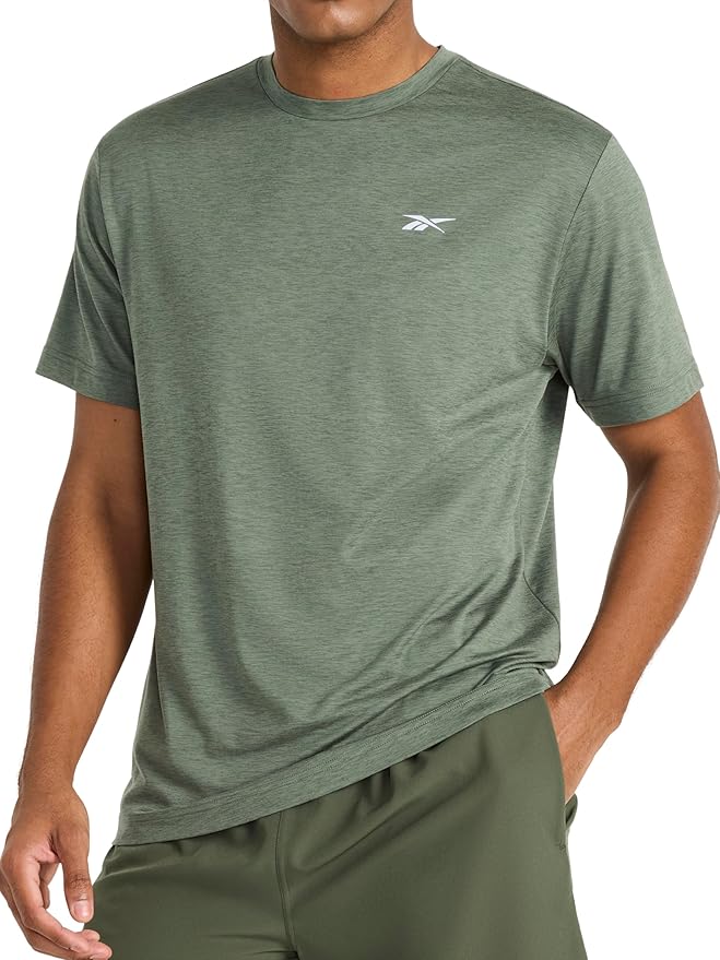 Reebok Mens Strike Short Sleeve Crewneck T-Shirt, Standard Fit, Lightweight Stretch Poly Jersey Fabric