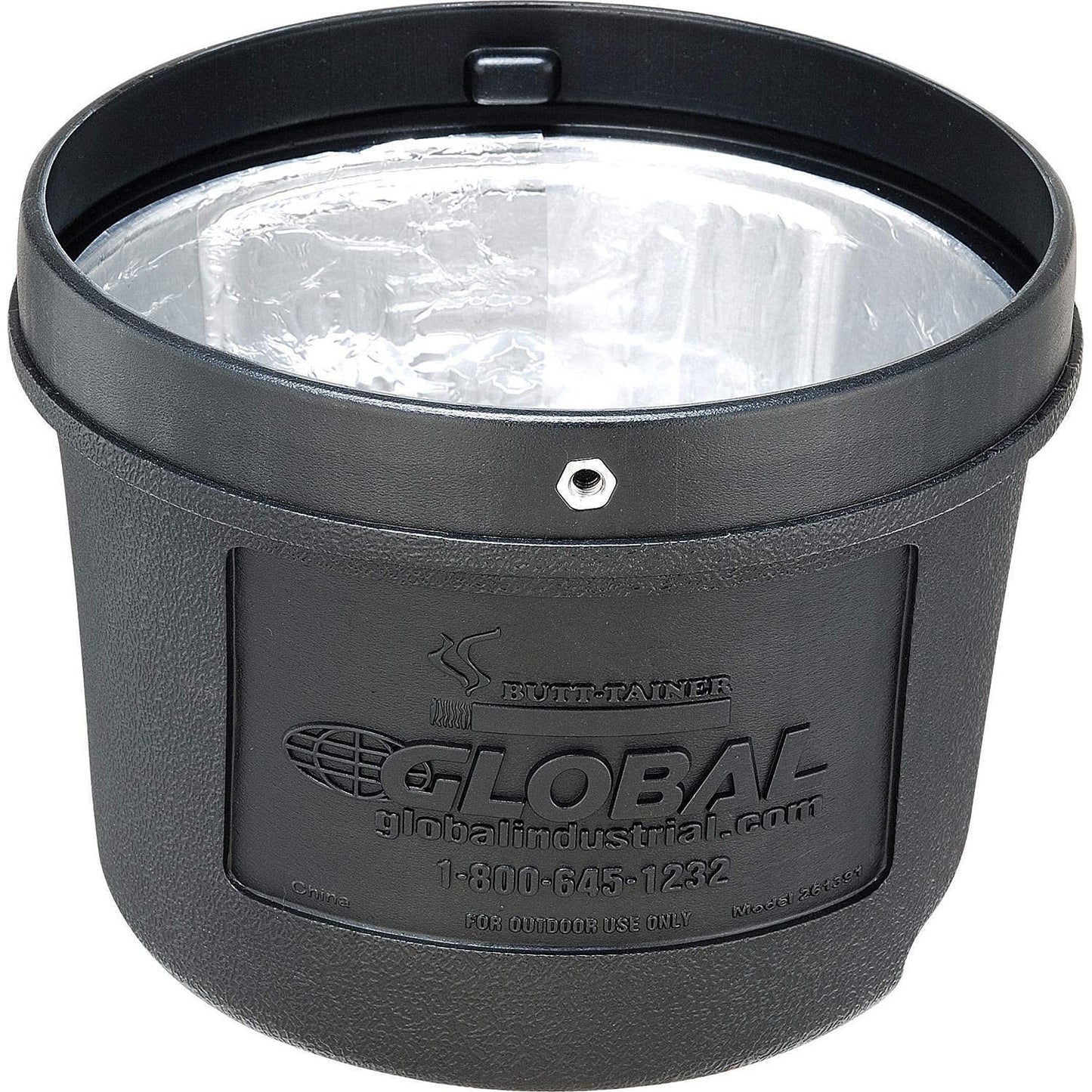 Global Industrial Free Standing Outdoor Cigarette Receptacle Ashtray with Round Base, 11" Diameter x 30" H, 1-1/2 Gallon Capacity, Butt Disposal Container, Plastic, Black