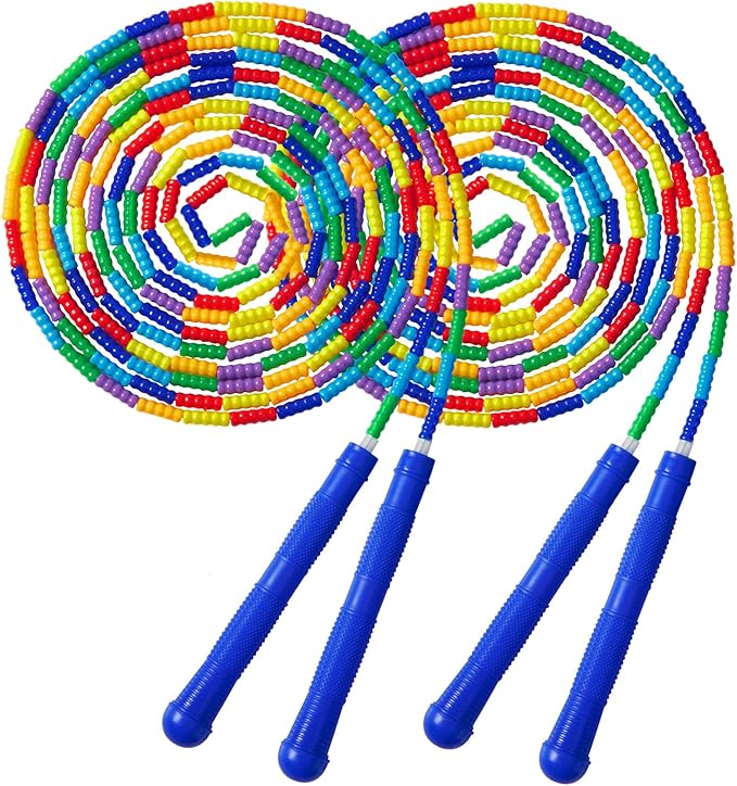 Newbyst Long Double Dutch Jump Rope 16 Ft 2 Pack, Soft Beaded Skipping Ropes for Kids Adults, Plastic Segmented Jump Rope ...