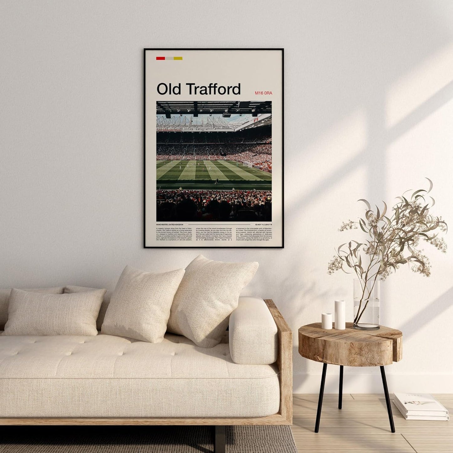 Old Trafford Stadium Poster Wall Art Canvas Print (Stadium, L24xW16, Unframed)