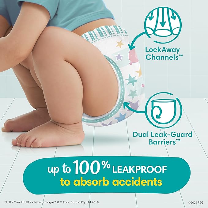 Pampers Training Pants - Easy Ups Boys & Girls Bluey - Size 2T-3T, 74 Count, Children's Potty Underwear (Packaging May Vary)