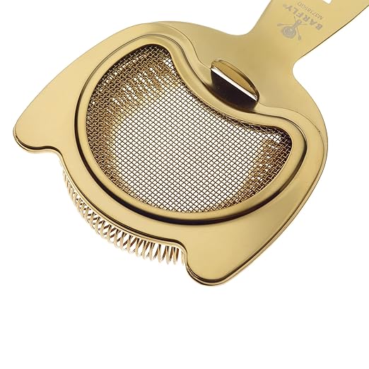 Barfly Fine Mesh Spring Strainer, Gold Plated