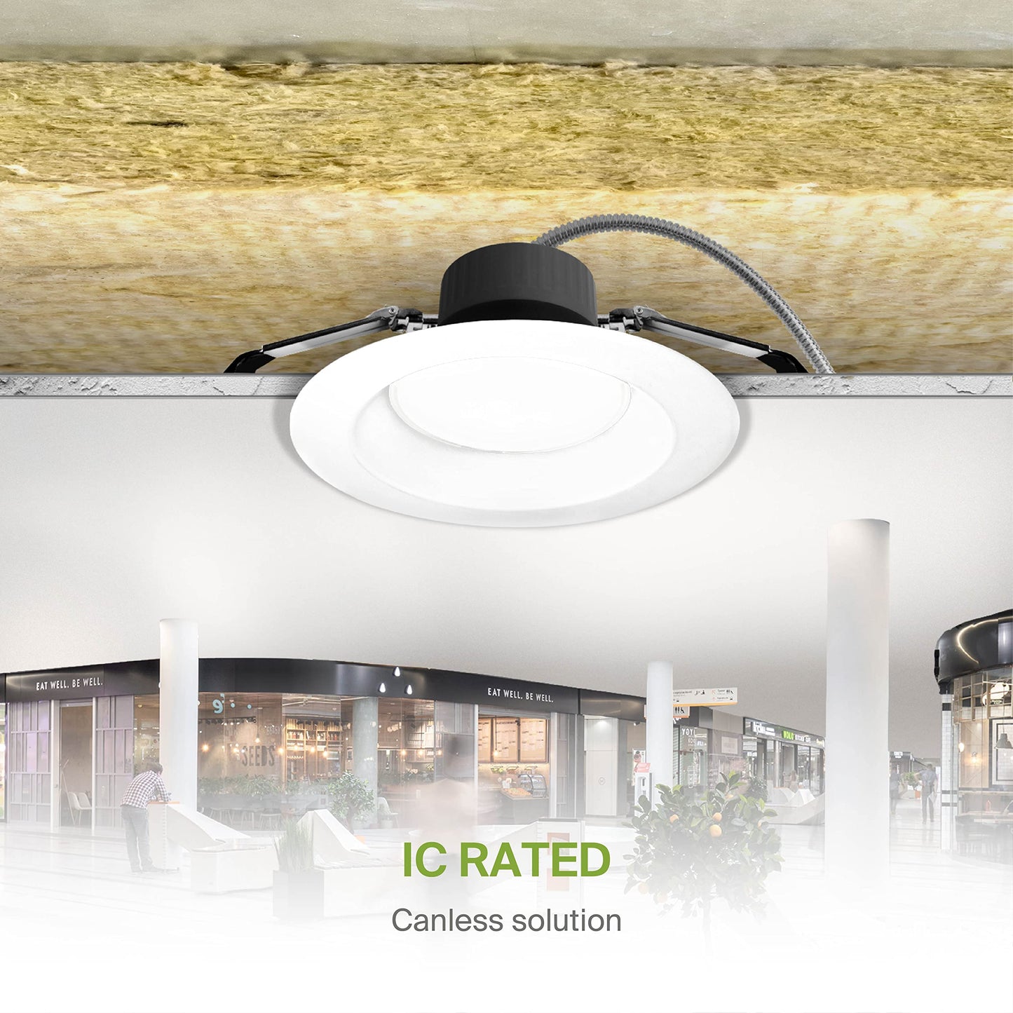 Asd 8 Inch Commercial Canless Led Downlight  Power Adjustable 12/20/30W Lighting  Round Dimmable Recessed Ceiling Light Fixture  5 Color Temperatures 2700K-5000K  120-277V Ic Rated Ul & Energy Star