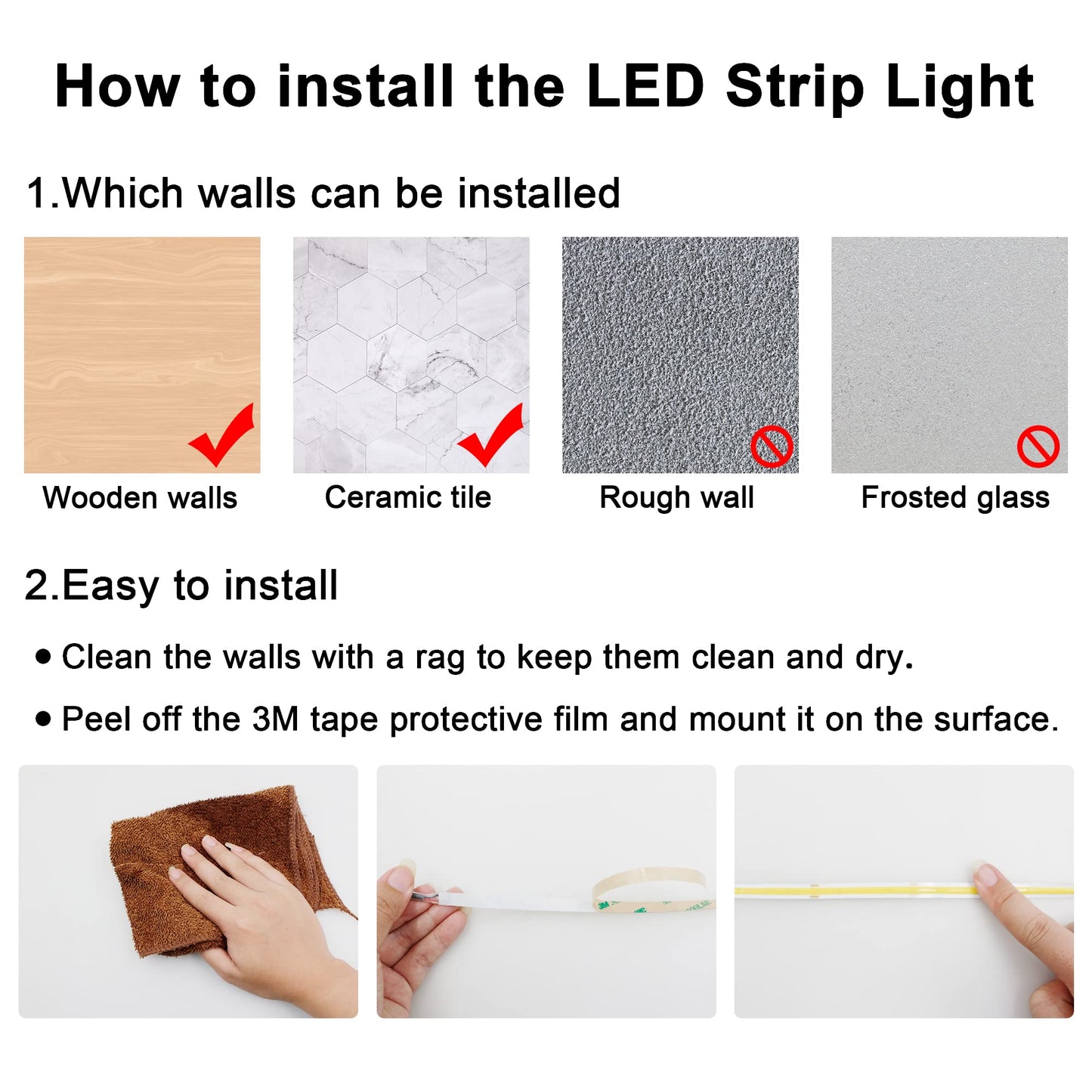 AXMOTUT COB LED Strip Light, 16.4FT Warm White 2700K, Dimmable, RF Remote, UL Power Supply, Model AM-320-5H