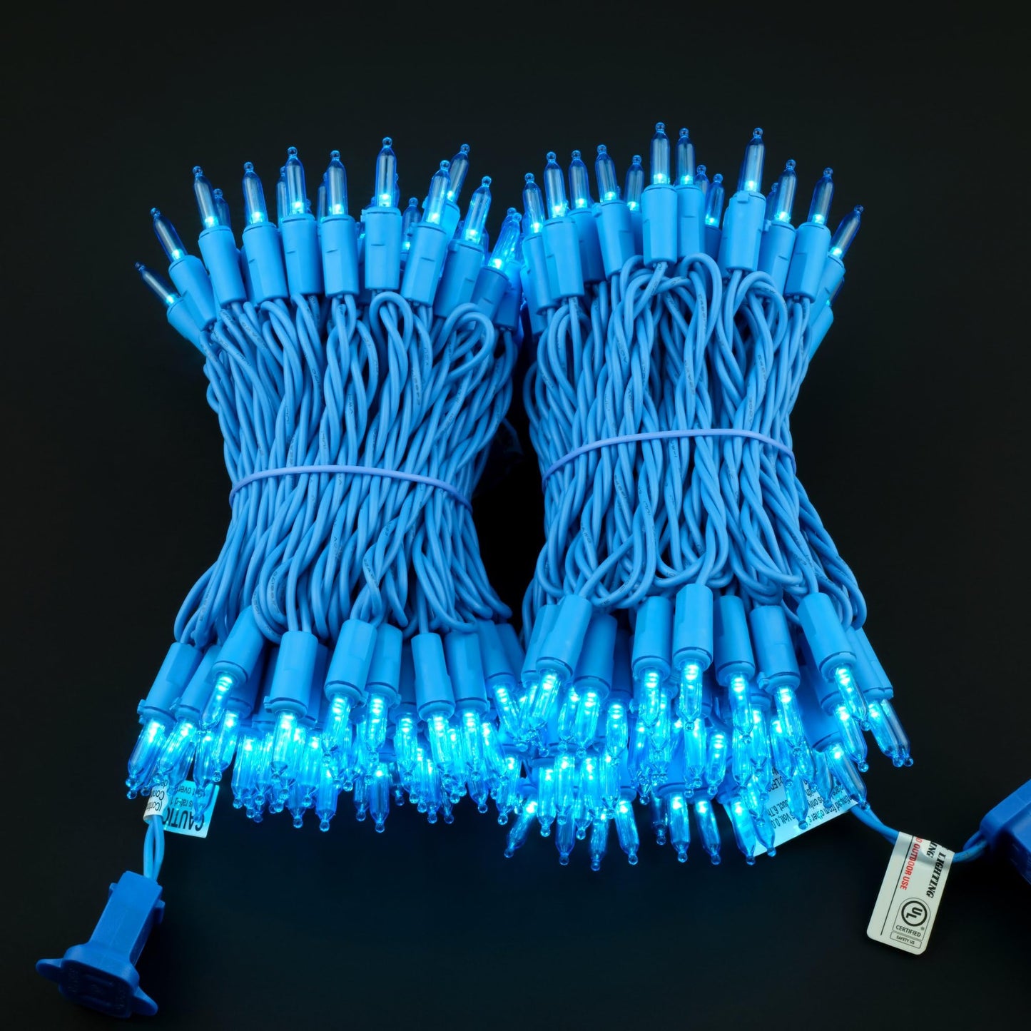 Yuletime 200 Blue Led Christmas Lights - 33Ft, 100 Lights, Ul Certified, Blue Wire, Pack Of 2 Strands