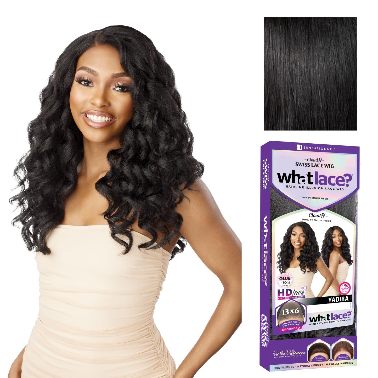 Sensationnel What Lace 13X6 Wigs - Yadira Lacefrontal Hand Tied Glueless Synthetic With Natural Density Preplucked Hairline (1B