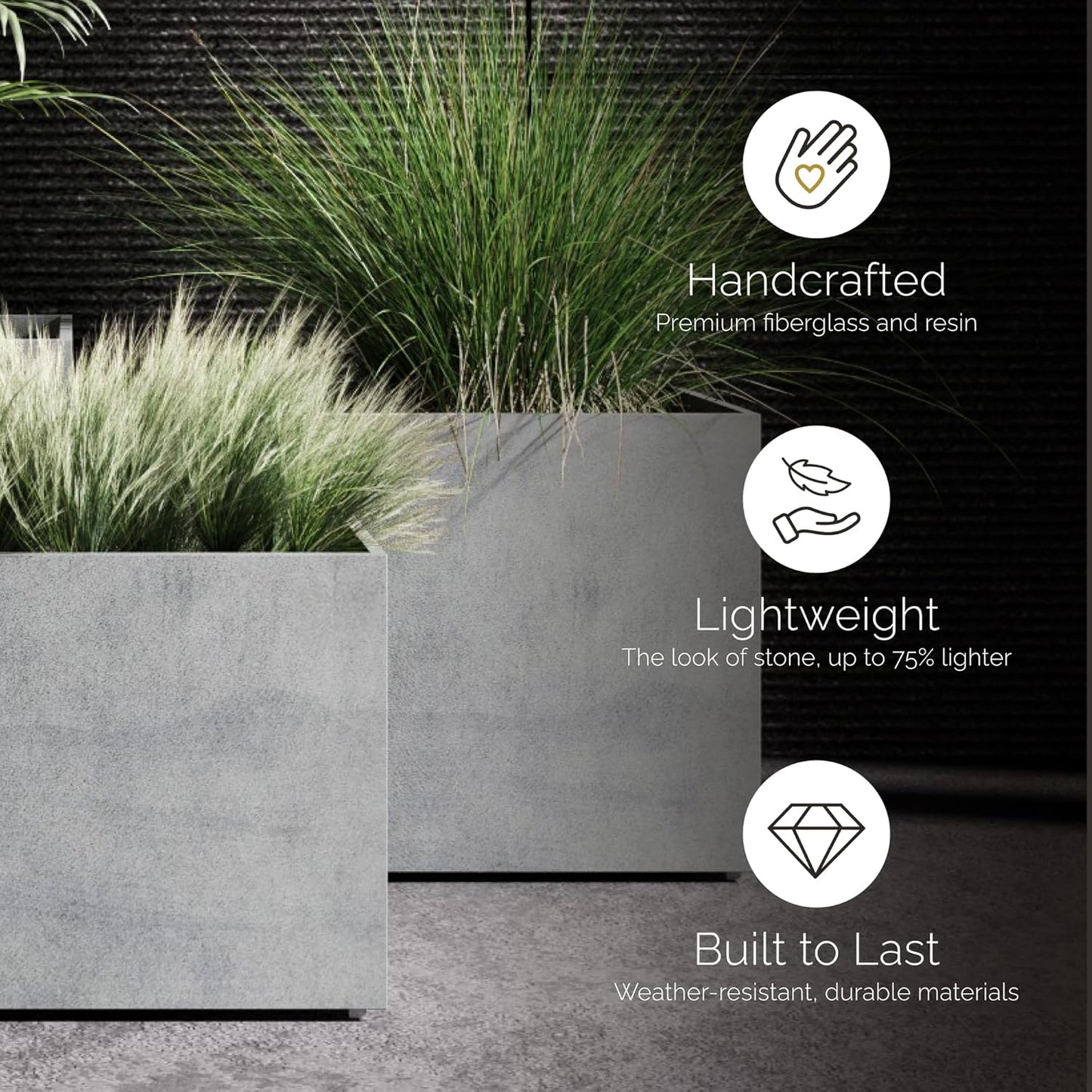 Reglito Cube Planter - 39.4 in x 39.4 in x 39.4 in - Brown Stone