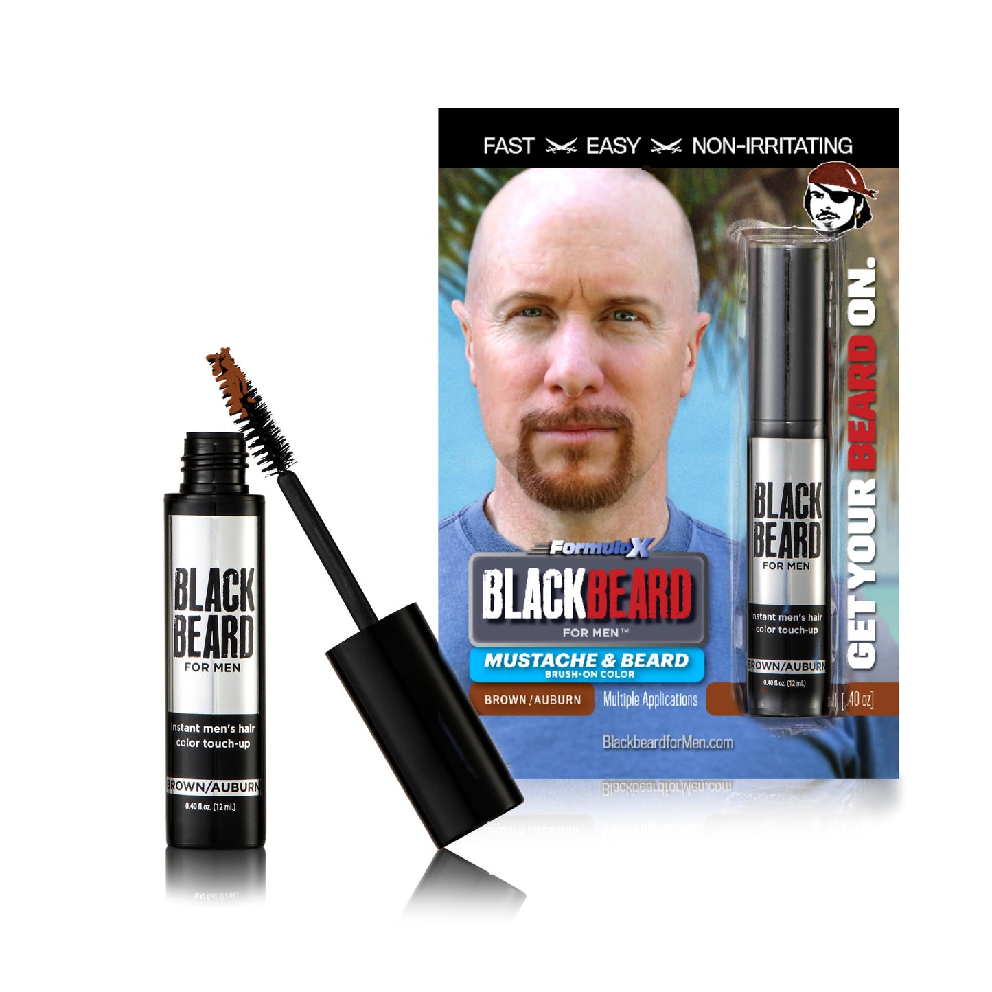 Blackbeard for Men Instant Beard Color - All Day Beard, Mustache, Eyebrow, and Sideburns Color - Temporary, Hypoallergenic Beard