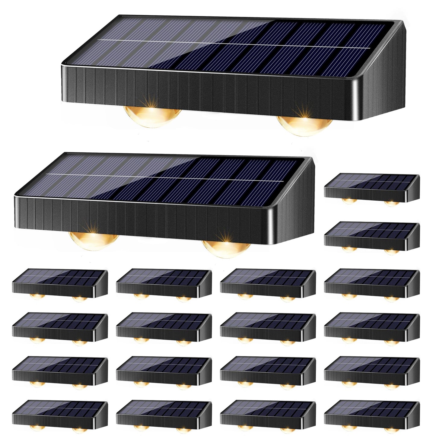 Brizled Solar Fence Lights 20 Pack, IP65 Waterproof, 3 Colors, 6 Modes, Outdoor Wall Light for Garden, Patio, Deck, Poolside