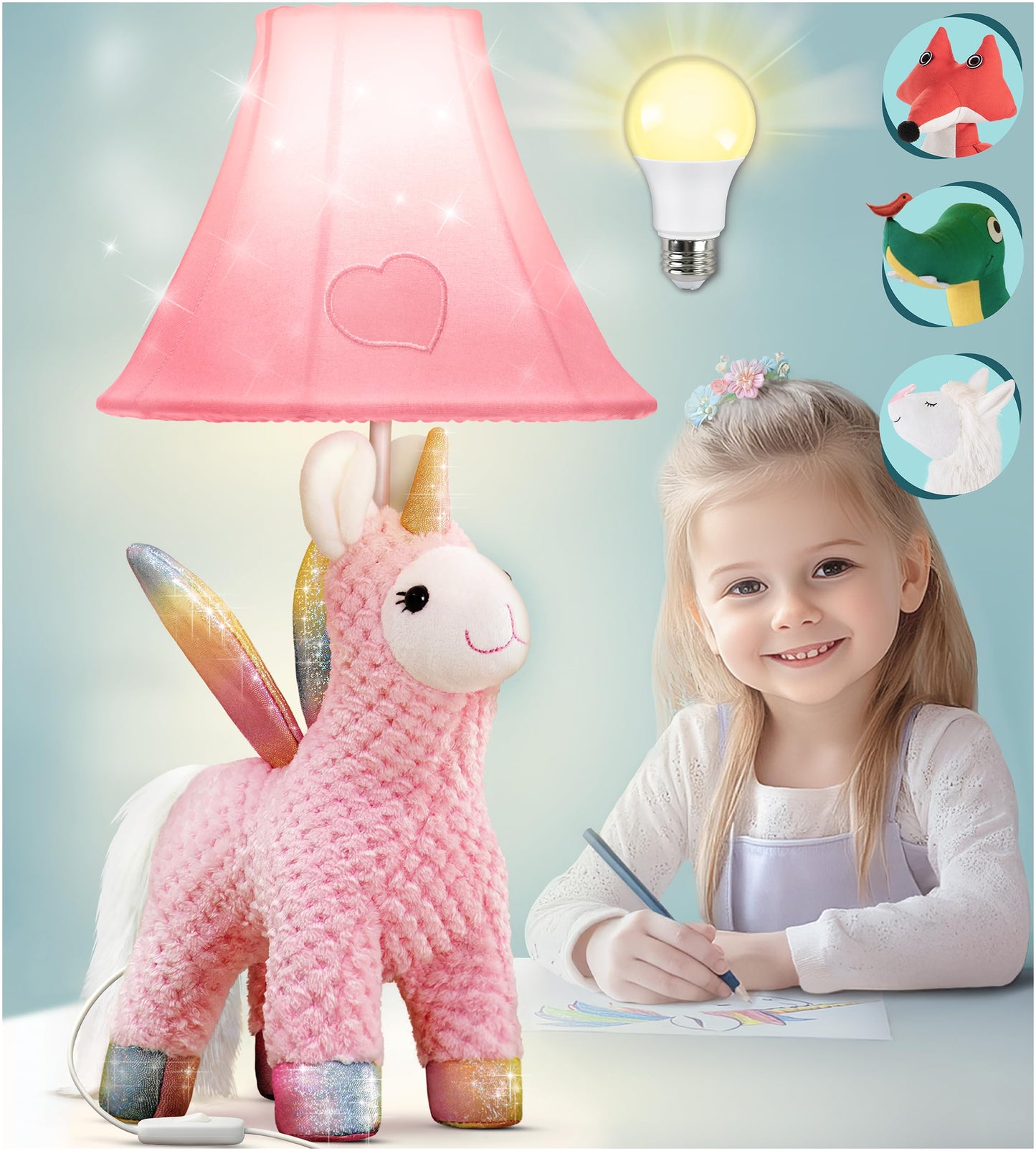 Unicorn Kids Lamp for Girls Bedroom - 19.7, Girls Lamp for Kids Room - Cute Christmas Gifts, Birthday Gifts for All Ages: Toddle