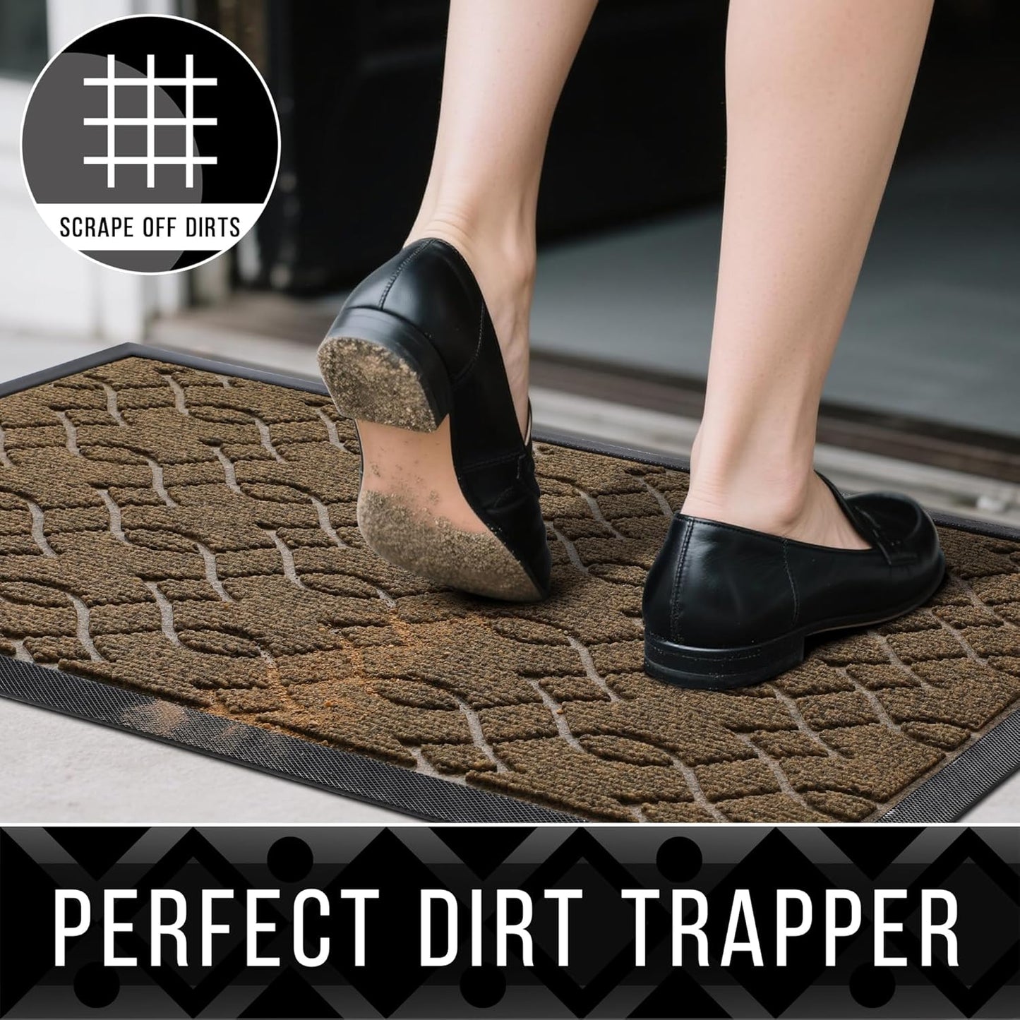Yimobra Front Door Mat Outdoor Indoor 60x36, All-Season, All-Weather, Heavy Duty Welcome Door Mats Outside Entrance, Non Slip Porch Patio Entrance Mat, Brown