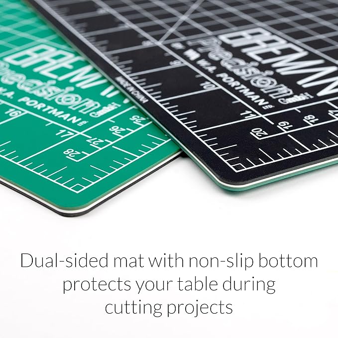 WA Portman 12x18 Inch Self Healing Cutting Mats for Crafts – Fabric Cutting Mat with Precision Craft Knife, 10 Hobby Knife Blades & Metal Ruler 18 Inch Cork Backed Ruler – All-in-One Craft Kit