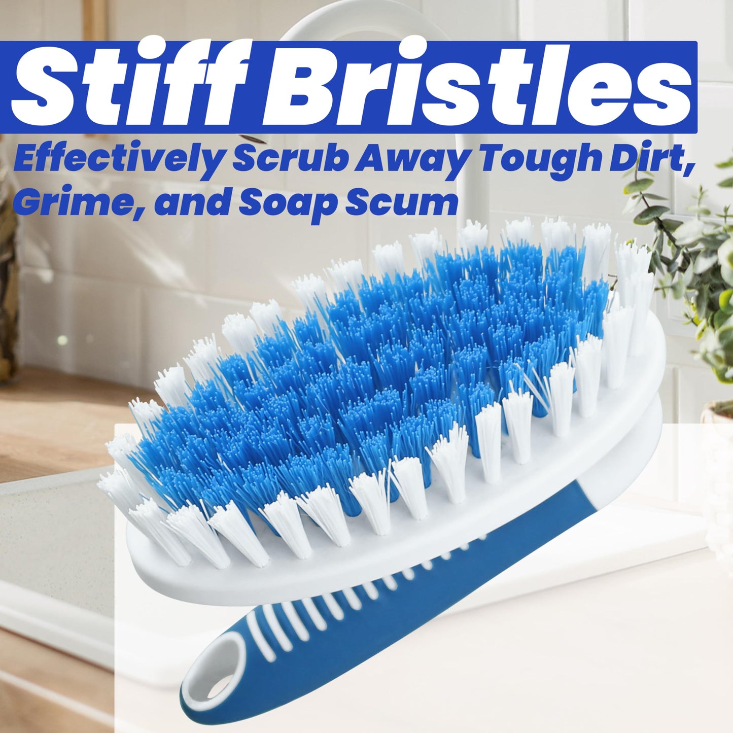 PHYEX Scrub Brush, 2 Size Household Cleaning Brushes with Stiff Bristles, Scrubbing Brush for Carpet, Shower, Bathtub, Kitchen,