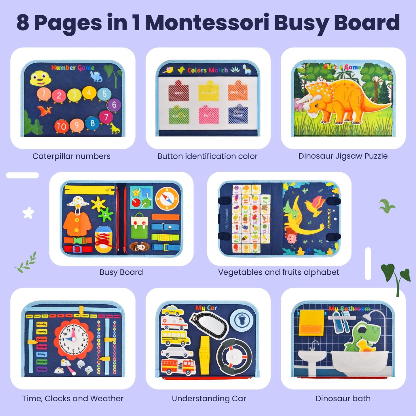 Ejanmilar Busy Book for Toddlers 1-3, Montessori Toys Busy Board for 1 2 3 4 Year Old Boy Girl Birthday Gift Educational Learning Quiet Activity Book Airplane Car Travel Toys for Tollders Kids 1-3