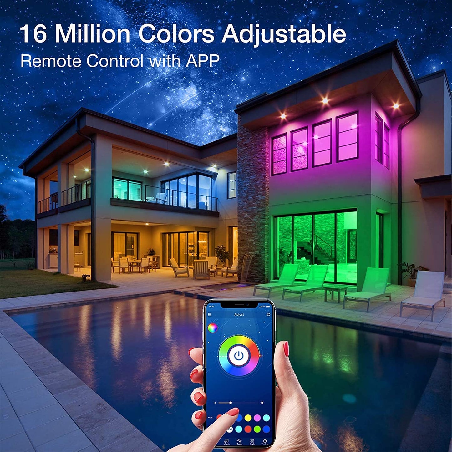 PHOPOLLO Bluetooth LED Strip Lights 50ft 5050 RGB Multicolor for Bedroom, Kitchen, App Control, Music Sync, Model PB5018115