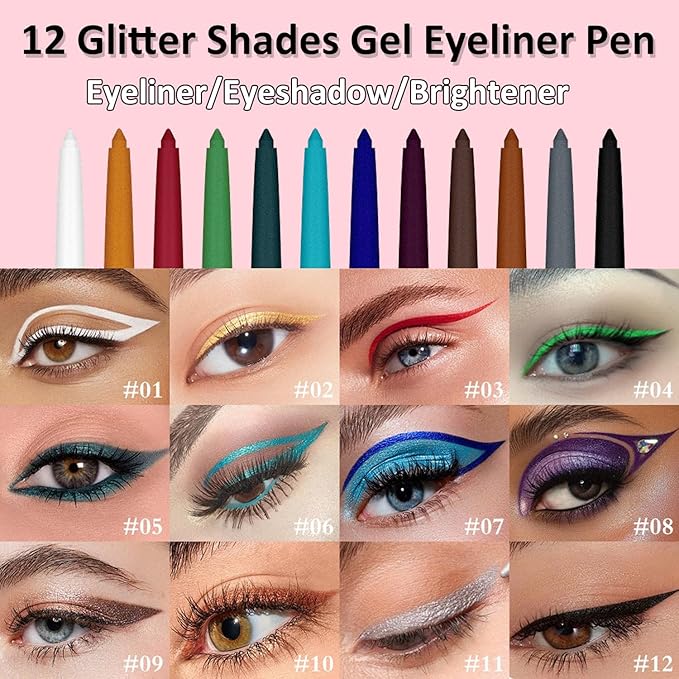 Bronze Eyeliner Waterproof Retractable Bronze Eyeliner Pencil Smudge-proof Long Lasting Hypoallergenic (10# brown yellow shimmer)