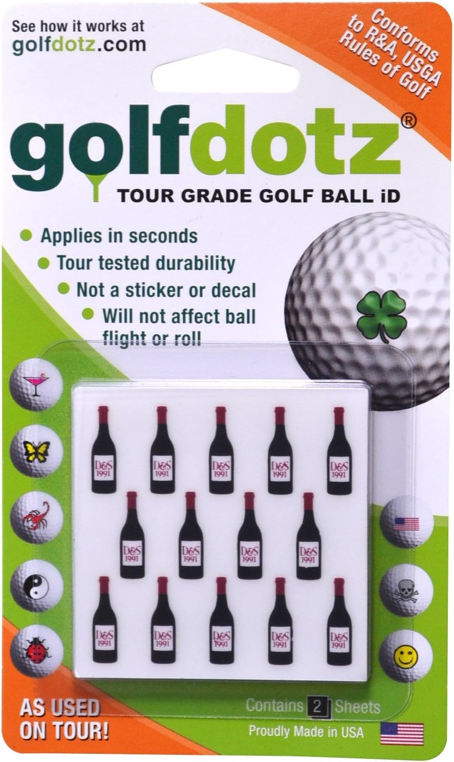 Golfdotz - USGA Rule Conforming Golf Ball Markers, Golf Ball Stickers for Marking Balls, No More Smearing from Stamps, Gifts for Golfers, Dads, and Retirees, (18-32-Count)