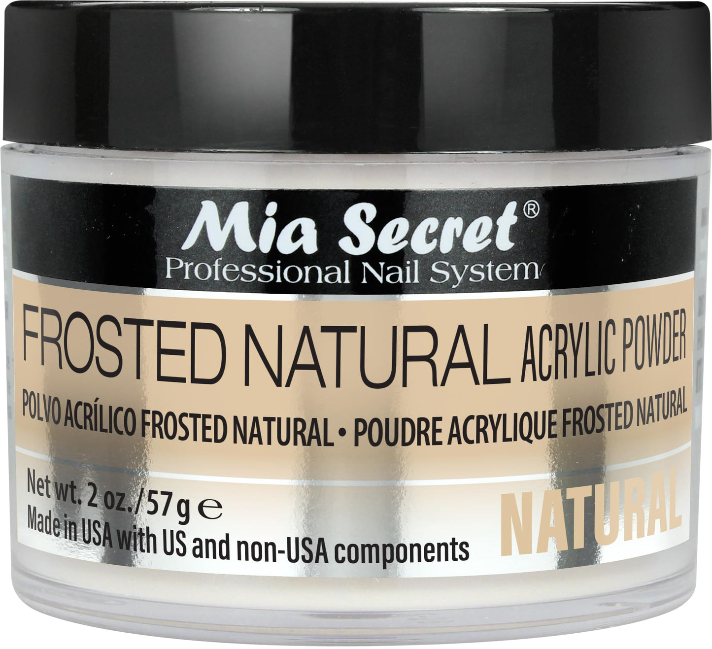 Mia Secret Frosted Natural Acrylic Powder MADE IN USA multiple sizes (2 oz.)