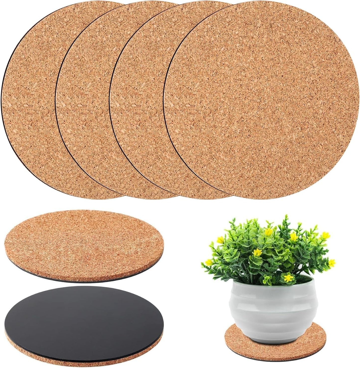 Augshy 8Pcs 6 Inch Cork Plant Saucers Plant Mats Round Coasters Pad for Plants House Garden Indoors Pots DIY Craft Project
