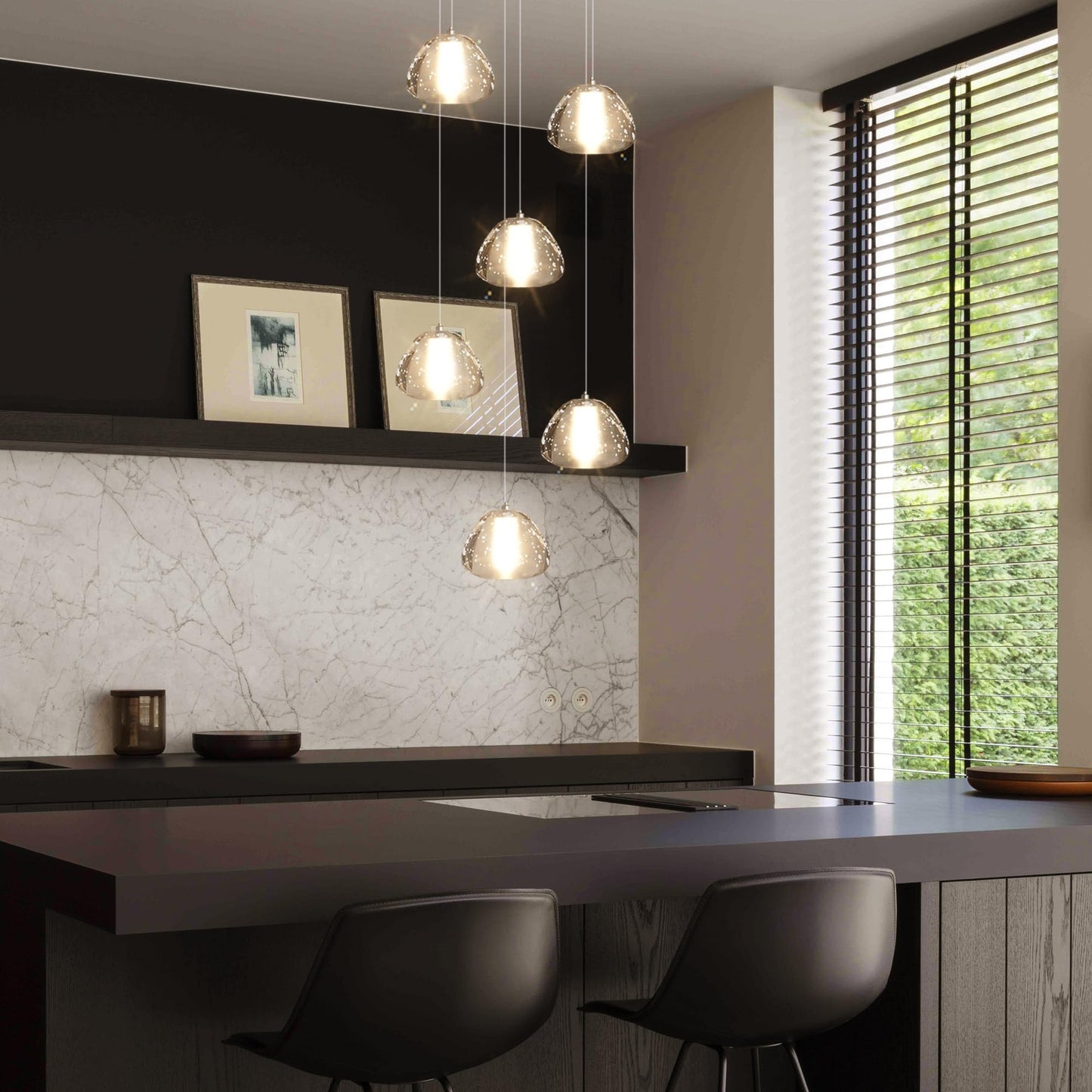 Dolria 6-Lights Pendant Lighting For Entrance Modern Crystal Chandeliers Led Crystal Hanging Lights For Dining Room Bedroom Foyer Staircase Living Room 3000K