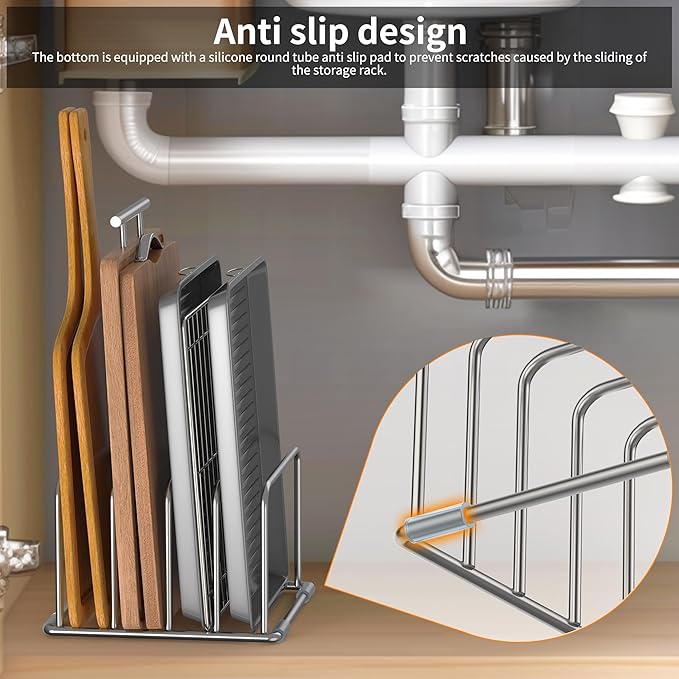 Cutting Board Stand and Organizer - Stainless Steel Rack for Countertop, Chopping Board Holder (1 Pack)