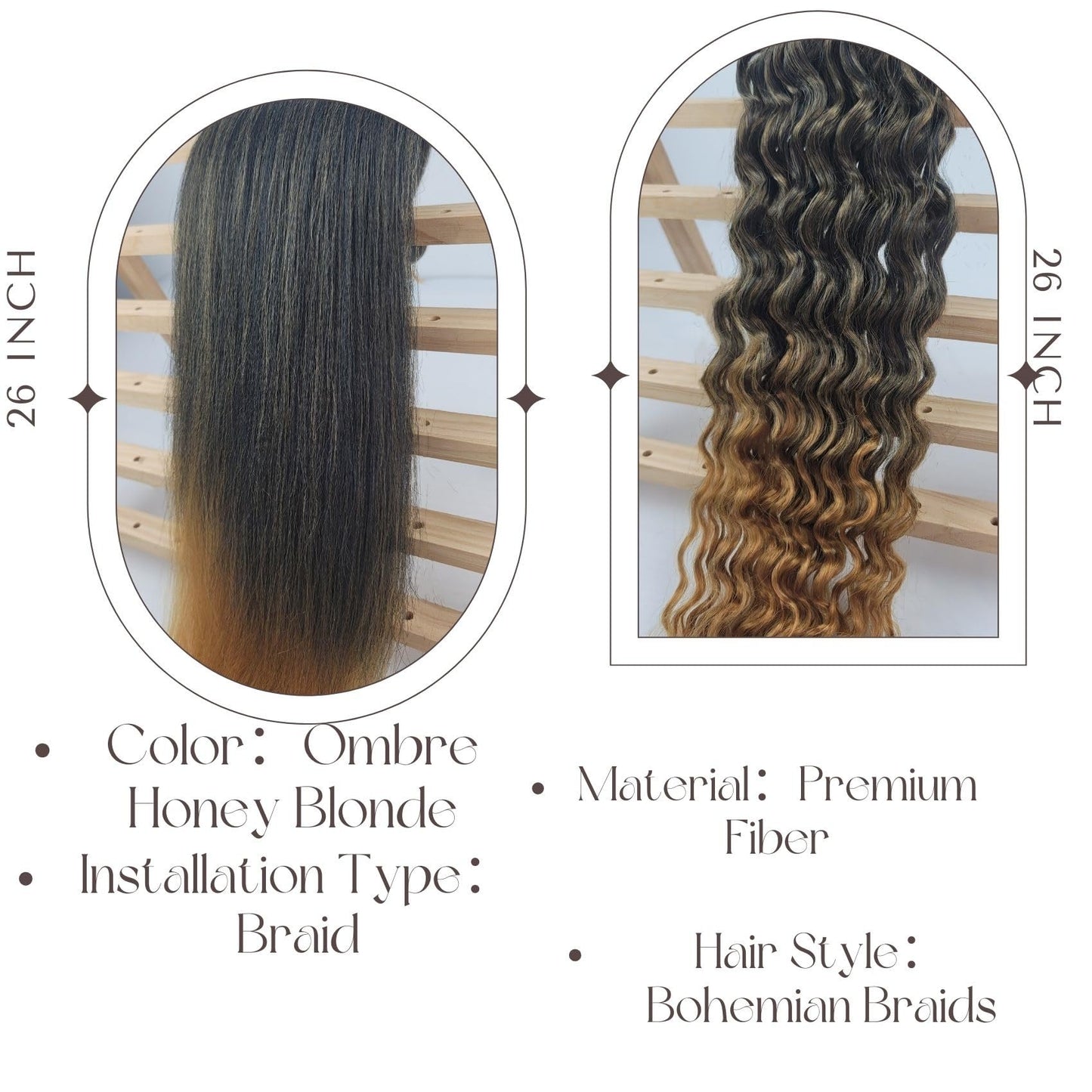 Honey Blonde Ombre Braiding Hair Pre stretched for Bob Boho Braids Pre stretched Boho Braiding Hair