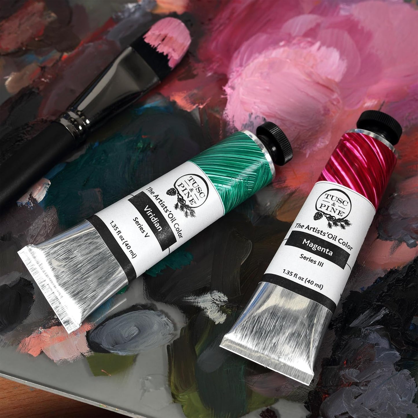 Tusc & Pine Artist Oil Paint - Wellington Vert Noir Deep, 40 ml, Non-Yellowing, Rich & Creamy Consistency, Maximum Pigment Load, Small Batch Milled Oil Paints Made in The USA for Professional Artists