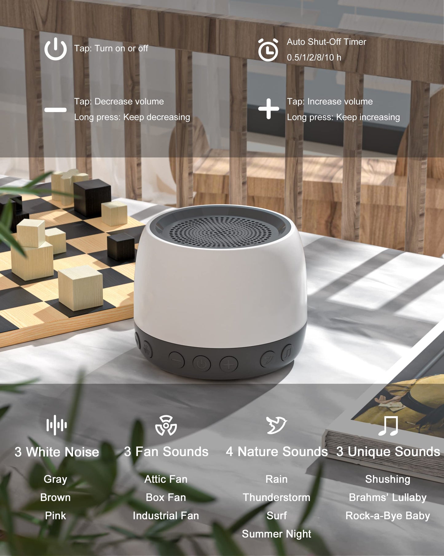 elesories White Noise Machine, Sound Machine with13 Non Looping Natural Soothing Sounds for Adults Baby Sleeping, Also Be Used as a Multifunctional Speaker for Home, Office Privacy | Nursery | Travel…
