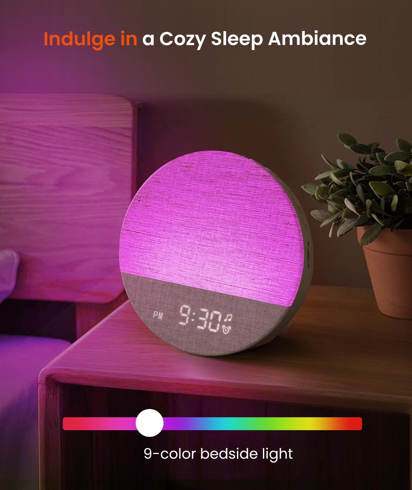 Dreamegg Sunrise 1 - Sunrise Alarm Clock, Sound Machine for Sleep, Customizable Sleep Routines, Dimmable Night Light, 29 Soothing Sounds, White Noise Machine, Wake Up Light for Bedrooms, Adults(Khaki)