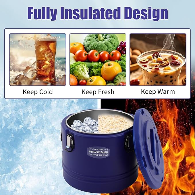Insulated Soup Container 7.9 Gallon Commercial Food Warmer for Hot&Cold Food, Hot Box for Catering, Food Cooler Soup Carrier for Restaurant, Canteen 6H Insulation Time