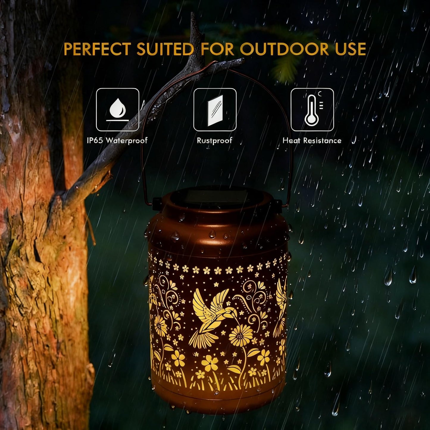 Solar Lanterns Outdoor Garden Decor- Solar Lights Waterproof Hummingbird Decorative Gifts For Women Mom Grandma Hanging Metal Lights Gardening Gift For Outside For Yard  Patio  Backyard  Farm