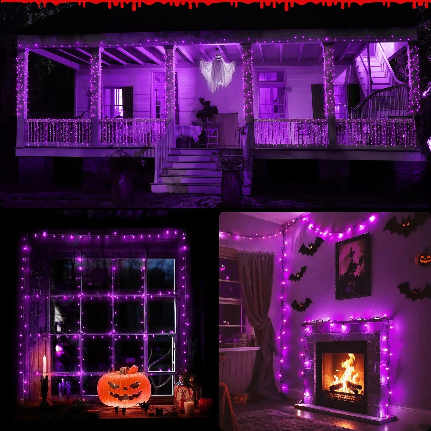 Wbao Halloween Lights 300Led 108Ft  Super Bright Led String Lights With Ul Certified  8 Lighting Modes  Timer  Connectable  Memory & Waterproof For Indoor Outdoor Halloween Decorations  Purple
