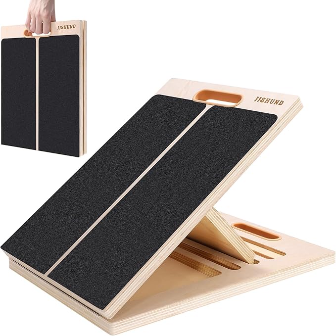Slant Board for Calf Stretching, Adjustable Wooden Calf Stretcher Incline Board, Calf Stretch Board for Squats Leg Knees H...